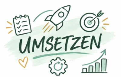 Umsetzen: Rakete, Checkliste und Zielscheibe